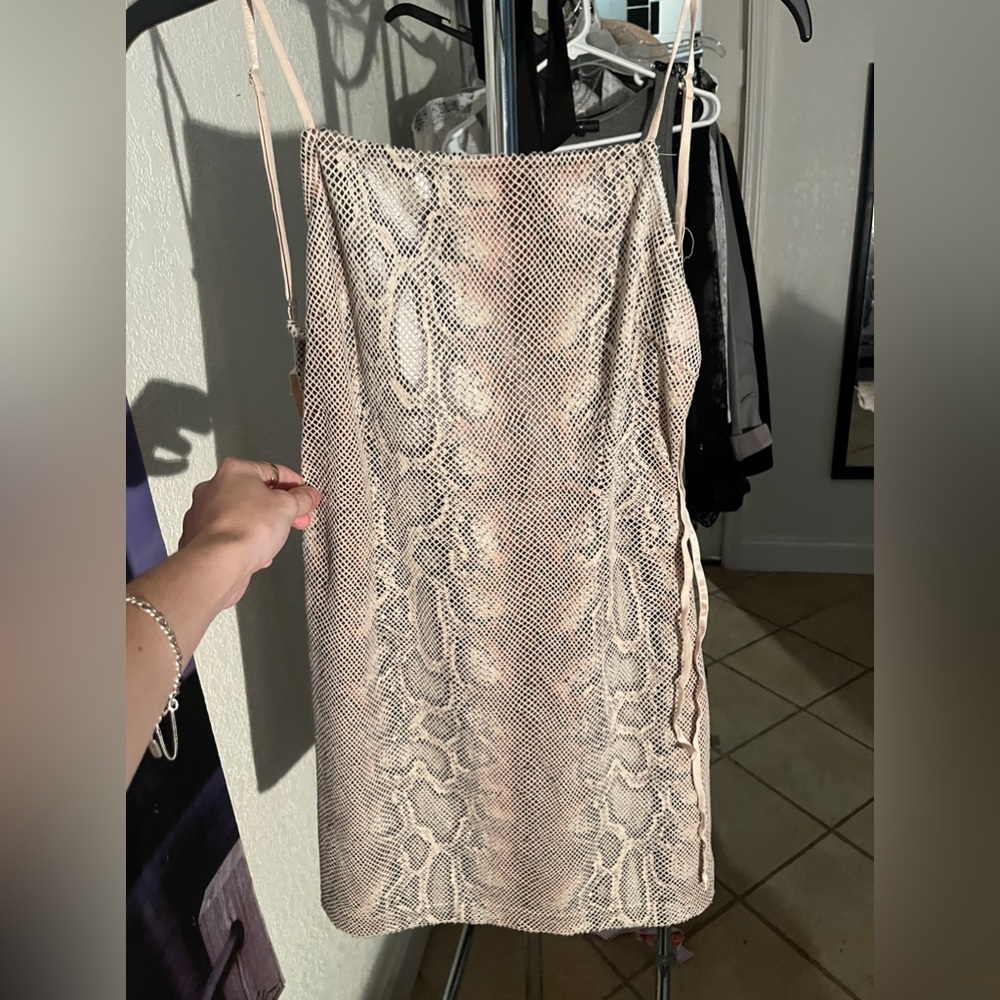 SMALL Urban Ourfitters Snakskin backless mini dress